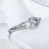 Único novo brilhante 925 prata esterlina corações bloqueio cz promessa aberta anel de dedo jóias13075153913684
