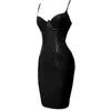 Artı kadınlar için elbiseler 4xl 5xl 6xl wetlook pu elbise seksi siyah bölünmüş bodycon parti kulüp deri elbiseler midi vestidos ddlg y24019046