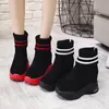 Winter Platform Women Ankle Boots Female Non Slip Sneakers Shoe 10CM Wedge Heels Sock Boots Autumn Flock Short Boots Woman 201103