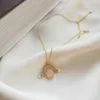 925 Sterling Silver Natural Gemstone Drop Pendant Necklace Gold Chain Teardrop Pink Rose Quartz Semi-precious Stone Necklace Q0531