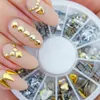 6 Styles Argent/Or Nail Art 3D Paillettes Strass Gemmes Décoration Roue