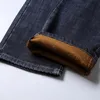 Mens Winter Thicken Fleece Jeans Stretch Denim Warm Jeans For Men Designer Brand Long Pants Jean Black/Blue Big Size 29-40 42 44 201128