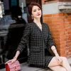 Tweedelige jurk Hoge kwaliteit Dames rok Suits Herfst en Winter Elegante Wollen Plaid Dames Jas Slim-Fit Business Attire Vrouw1