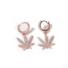 Mens Gold Earrings Silver Womens Maple Leaf Dangle Hoop Earring Fashion Hip Hop Jewelry