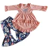 Yeni Tasarım Bebek Kız Giysileri Setleri Fox Vinil Baskı Çocuk Kıyafetleri Sonbahar Hilow Tunik Çan Alt Pantolon Setleri 2 PCS Toddler Çocuklar Clo6264002