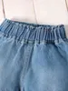 Bébé imprimé à pois bordure à volants froncé caraco haut short en jean SHE