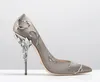 Pearl Pink Rose Gold Stain Gold Leaves Bridal Wedding Shoes Modest Fashion Eden High Heel Women Party Evening Dress Shoes241a