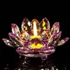 Crystal Glass Lotus Flower Candle Tea Light Holder Buddhist Ljusstake Bröllop Bar Party Alla hjärtans dag Decor Night Light Y200109