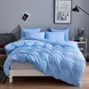 Three-piece Seersucker Cotton Bedding Sets King Queen Size Luxury Quilt Cover Pillow Case Duvet Cover Brand Bed Comforters Sets High Quality