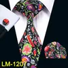 2020 Barry.Wang 20 Colors 8.5cm Print Paisley Necktie Hanky Cufflinks Set Green Silk Ties For Men Wedding Party Business