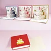 3D Pop Up Happy Birthday Greating Cards Laser Cut Fruit Cake Shaped Postcards Gift Card med kuvertklistermärken