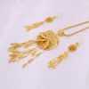 Dubai 18K Gold Farbe Schmuck Sets für Frauen Indische Äthiopien Halskette Anhänger Ohrringe Set Afrika Saudi-Arabien Hochzeit Party Geschenk339E