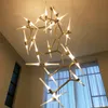 Nowoczesna żyrandol Lampa Oddział Willa Żyrandol LED Oświetlenie domowe High-Rotary Związek Schody Dekoracyjne Frosted Glass Lampy