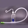 mini azul 10 mm hembra vidrio Dab rig bong pipe hookah con aceite embriagador vaso de precipitados con manguera de silicona