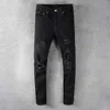 Jeans för män Klassiska hiphopbyxor Stylist Jeans Distressed Ripped Biker Jean Slim Fit Motorcykel Denim Jeans 8ST8