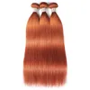 IsHow Brasileira Virgem Weave Extensões Body Wave 8-28inch para as mulheres # 350 WeFs retos de seda cor laranja cor de gengibre remy pacotes de cabelo humano com fechamento peruano