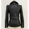 Yüksek Kalite Yeni Moda Pist Tasarımcı Ceket kadın Alt Kenar Ayrılabilir Fermuarlar Faux Deri Ceket Ceket 201226