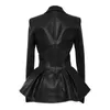 Women Jacket Black Gothic Faux Leather PU Jacket Women Winter Spring Motorcycle Black Faux Goth Leather Coats