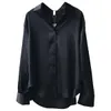 Lente herfstmode omhoog Satin Silk Blouses vrouwen witte en blauwe dame lange mouwen losse straat shirtszz8.