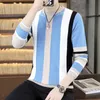 Suavers masculinas bonito pulôver homens marca outono Chegada de inverno cashmere camisola moda listrada puxar homme mens