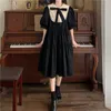 Houzhou Kvinna Ita Dress Kawaii Elegant Vintage Klänningar Vår Söt Söt Puff Sleeve Preppy Style Sundress Fashion Robe 220311