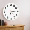 Reverse Wall Clock Unusual Numbers Backwards Modern Decorative Clock Watch Excellent Timepiece For Your Wall Y200109