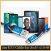 Zupełnie nowy 2M 6 stóp Micro USB 2A USB 2.0 TRUDY NYLON FIBER NYLON CABLED do Android Telefon komórkowy Szybka ładowanie danych Synchronizowanie danych