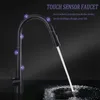 Onyzpily Sensor Kitchen Faucets White Touch Inductive Sensitive Faucets Mixer Water Tap Single Handle Dual Outlet Water Modes T200710