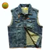 Gilet di jeans blu Jeans Gilet da moto Biker blu Jeans Giacca senza maniche punk Cowboy Fashion 6XL 201120