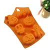 Halloween Semesterstil Silikonkaka Mögel 6 Håligheter Pumpa Ghost Bat Shape Cookies Chokladformar DIY Cake Bakning Verktyg