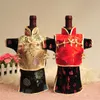 Vintage Hooded Chinese style Christmas Wine Bottle Cover Bag Home Party Table Decoration Silk Brocade Pouch Bottle Packaging fit 750ml