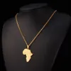Hiphop 316L Edelstahl Afrika Karte Anhänger Halskette Alphbat Afrikanische Karte Halsketten für Männer Frauen Hohe Qualität Kein Verblassen der Farbe Großhandelspreis