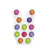 2022 Easter Bunny Egg Fidget Toys Push Bubble Board Key Ring Sensory Puzzle Rainbow Silicone Finger Bubble Family Game FY3520