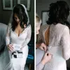2022 кружева русалка свадебные платья с длинными рукавами свадебное платье для свадебных платвей поезда аппликация на заказ иллюзия плюс размер шейный декольте