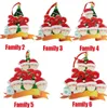 2020 Renna Natale Ornamenti personalizzati Sopravvissuto Quarantena Famiglia 3 4 Maschera Pupazzo di neve Disinfettato a mano Natale Decorazione Ciondolo creativo