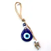 Populaire Hennep Touw Water Drop Wanddecoratie Sleutelhanger Turkse Blue Eye Sieraden Glas Hanger Good Luck Gift Evil Eyes Charms