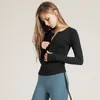 Tight Yoga Outfits Suit Long Sleeve Tshirt med dragsko midjetraktion Running Top Women039s Fitness Suit Dragklapp2070614