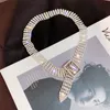 Fashion Full Rhinestone Choker Necklaces for Women Bijoux Shiny Silver Color Button Buckle Chain Necklace Statement Jewelry Party 9156130