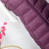 Schinteon Femmes Ultra Léger Vers Le Bas Long Gilet avec Capuche Casual Slim Gilet Blanc Duvet de Canard Gilet Arrivée 201127