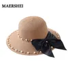 Maershei New Girls Straw Hat Women Travel Summer Travel Pai filhos do protetor solar Visor BeachCap Childing Sun Hats Y200602