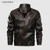 CARANFIER Marca Táctica PU Chaqueta de cuero para hombre Euro Tamaño S-XXL Stand Collar Motocicleta Chaqueta de cuero Abrigos masculinos Envío de la gota 201120