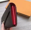 Con caja Emilie Sarah Pallas Cuero genuino para mujer Carteras largas de lujo Cuero marrón Hombres Diseñador Zippy Wallet Moda Monedero de mano 281c