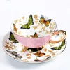 GLLead Bone China Coffee Cup Sets Colorful Butterfly Ceramic Tea Cups And Saucers British Office Teacup Porcelain Nice Gift LJ200821