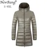 NewBang 6XL 7XL 8XL Damenjacke Große Größe Lange Ultraleichte Daunenjacke Frauen Winter Warmer, winddichter, leichter Daunenmantel 210204