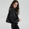 Pelle sintetica da donna 2021 Primavera Autunno Donna Giacca morbida Moto Cappotto punk nero Donna Rosso Marrone Couverture colletto Outwear1