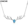 Kedjor Chicvie S925 Elk Antlers hjort halsband för kvinnor silver halsband hängsmycke smycken uttalande kristall sne1900941