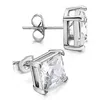 NXY Earrings Iogou-pendientes De Plata Ley 925 Para Mujer Aretes Circonita Cuadrada 4 Garras Joyera Diamante Nupcial Compromiso 230J