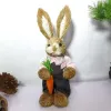 14 "sztuczny straw brzeg stały królik z marchewką domową dekorację ogrodu wielkanocne materiały imprezowe