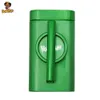 HONEYPUFF Metal Dugout Case Tobacco Pipe Set 3 In 1 Metal One Hitter Kit Combo Metal Grinder + Straight Smoking Pipe + Tobacco Pipe Case