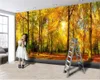 Gouden bos 3d behang romantische 3d landschap behang indoor tv achtergrond wanddecoratie 3d muurschildering behang